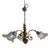 3-Light Chandelier in Wood, Bronze and Glass, 1980s For Sale