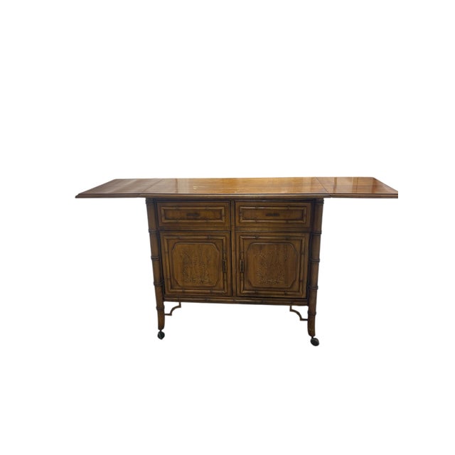Chinoiserie Vintage Dixie Aloha Faux Bamboo Server Bar For Sale - Image 3 of 5