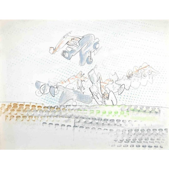 Composition is a wonderful Pastel drawing on paper realized in the early 1970s by the Surrealist artist Sebastián Matta...