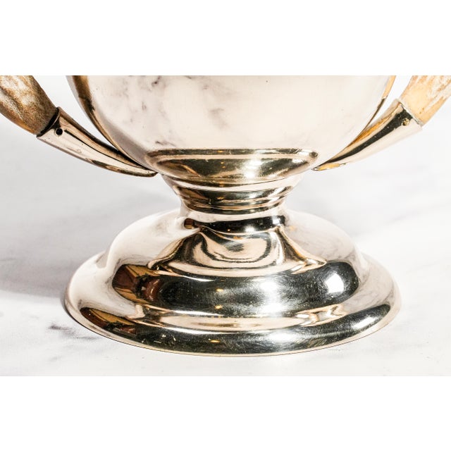 Rustic Double Antler Handle Antique Sterling Silver Trophy Cup For Sale - Image 4 of 11