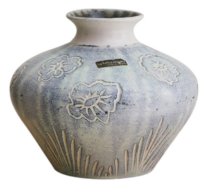 French Ceramic Vase with Floral Motifs by Les Potiers dAccolay, 1960s