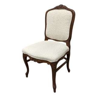 French Louis XV Style Carved Wood Side Chair, Vintage For Sale