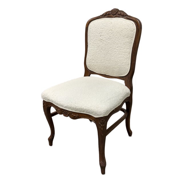 French Louis XV Style Carved Wood Side Chair, Vintage For Sale
