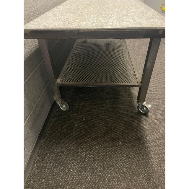 Industrial Metallic Industrial Table For Sale - Image 3 of 4