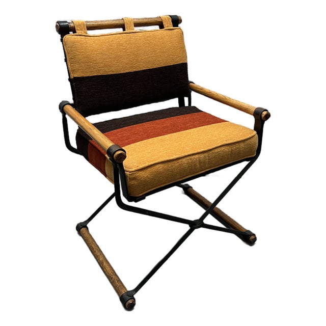1950s Iron and Wood Upholstered Chair Attributed to Cleo Baldon For Sale