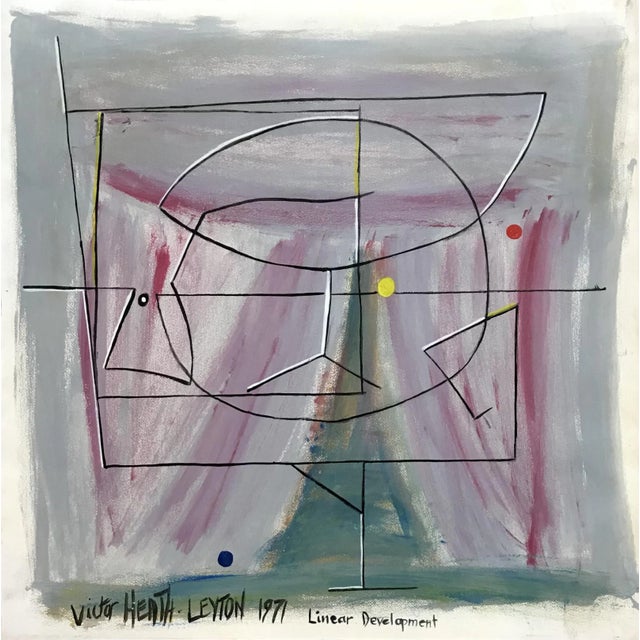Paper Victor Heath-Leyton, Linear Developement, 1971, Oil on Paper For Sale - Image 7 of 7