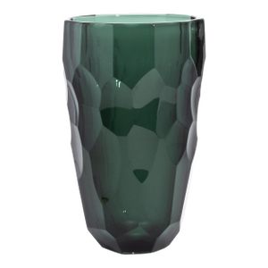 Hand-Blown Murano Modern Tall Faceted Vase in Eucalyptus Green Medium
