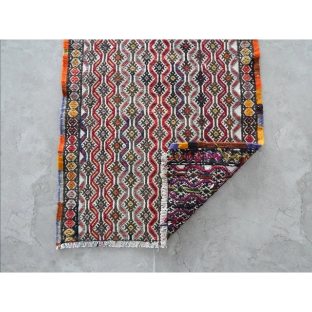 Textile Vintage Turkish Jajim Kilim Rug - 1′6″ × 2′10″ For Sale - Image 7 of 8