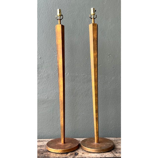Vintage Patinated Metal Floor Lamps - Pair For Sale In West Palm - Image 6 of 12