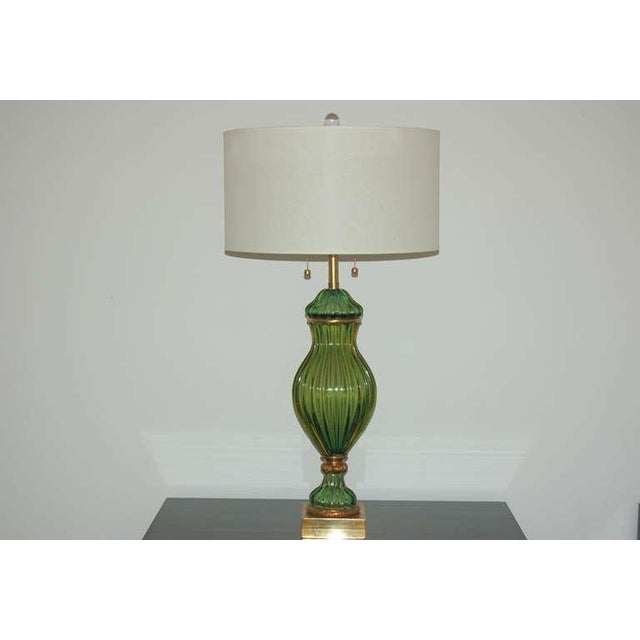 Mid-Century Modern Marbro Murano Glass Lamps Green For Sale - Image 3 of 10