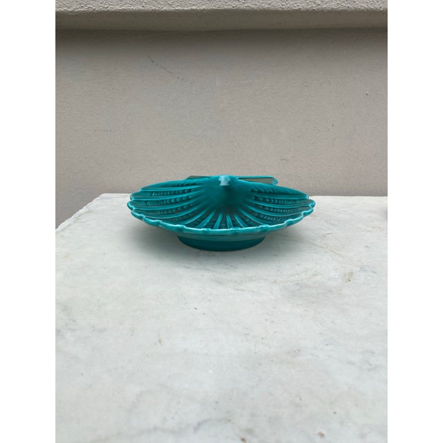 Ceramic French Green Majolica Shell Dish Vallauris, Circa 1950 For Sale - Image 7 of 7