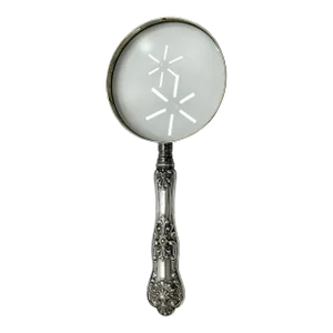 Classic Rococo Style Antique American Sterling Silver Handle Desk Top Magnifying Glass - Circa Early 1900s