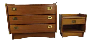 Vintage Chest of Drawers and Bedside Table from Gautier, Set of 2