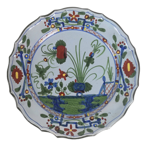 Large Hand-Painted Plate with Italian Oriental Decoration from Faenza, 1940s