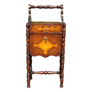 Vintage Art Deco Humidor Walnut Stand Copper Lined Cabinet End Table Nightstand For Sale