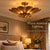 Handmade Brass Lotus Ceiling Light, Floral Scalloped Fixture, Antique Finish For Sale - Image 9 of 10