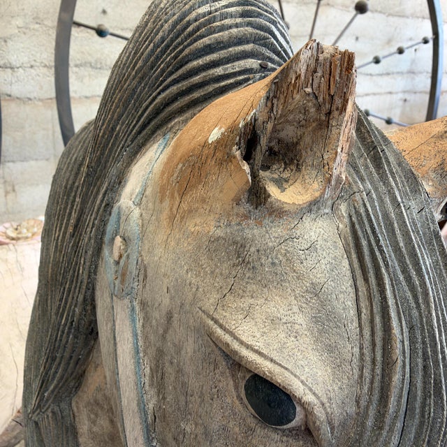 Pink Continental Decorative Carousel Horse Hand Carved Circa 1900 55" Tall For Sale - Image 8 of 17