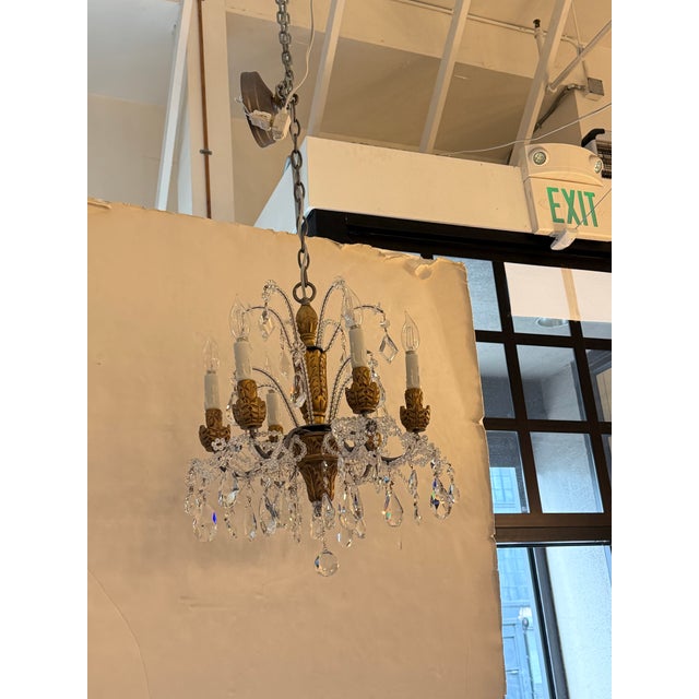 Glass Eloquence Petite Genovese Six-Light Chandelier, Aged Gold For Sale - Image 7 of 13