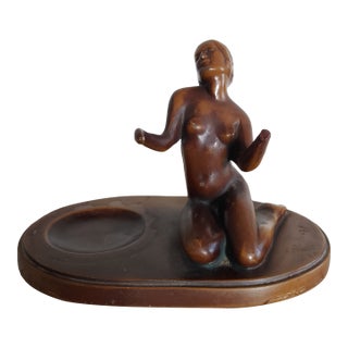 1920s Art Deco Frankart Style Bronzed Spelter Nude Tray For Sale