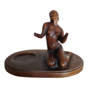 1920s Art Deco Frankart Style Bronzed Spelter Nude Tray