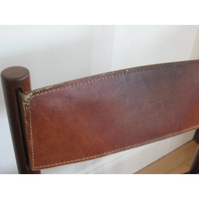 Michel Arnoult Michel Arnoult Mid-Century Rosewood and Leather Sling Chair For Sale - Image 4 of 12