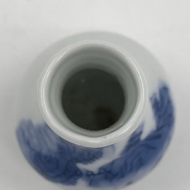 Ceramic Vintage Diminutive Blue and White Chinoiserie Bud Vase For Sale - Image 7 of 8