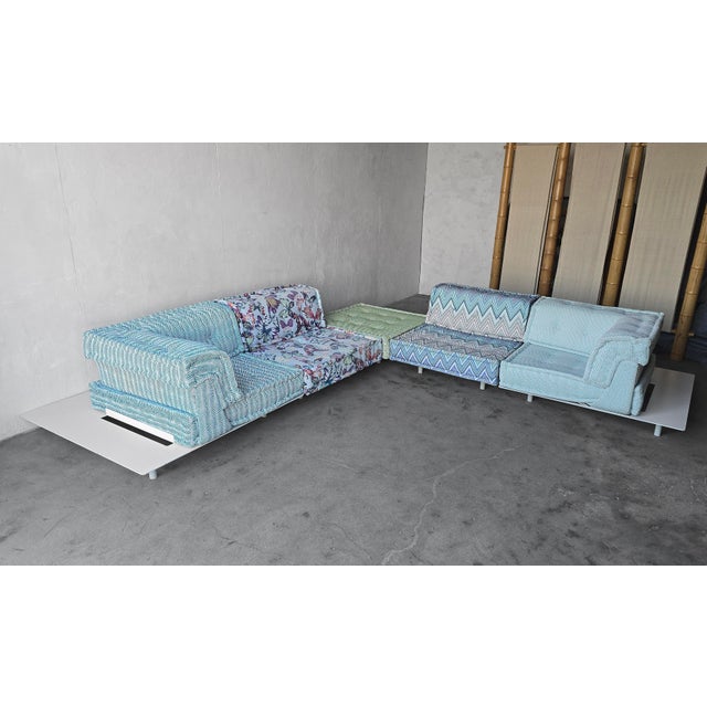 RARELY available 5 Piece Outdoor Mah Jong Sofa by Hans Kopfer for Roche Bobois with platforms. Set consists of 2 corner...