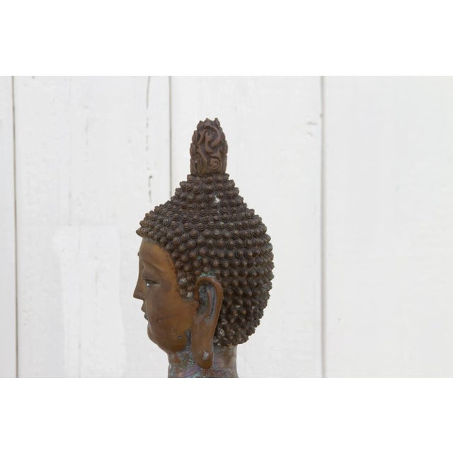 Antique Tall Southeast Asian Bronze Buddha For Sale - Image 9 of 12