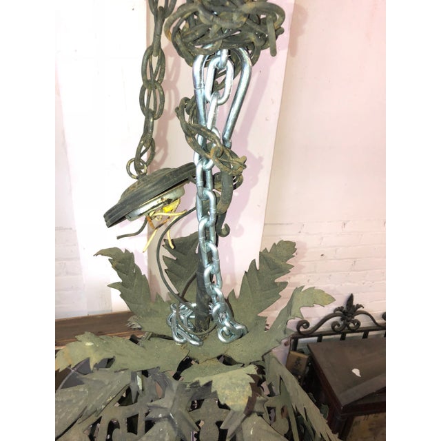 Black 1920s Gothic Revival Spanish Iron Pendant Light Chandelier For Sale - Image 8 of 13