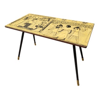 Mid-Century Modern Italian Coffee Table with Egyptian Decor, 1950s For Sale