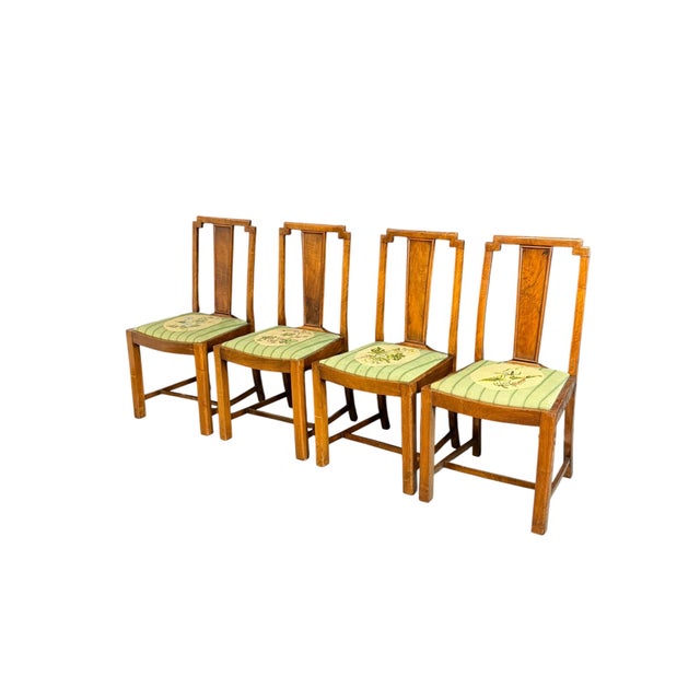 Vintage Art Deco Dining Chairs in Maple Wood, 1930, Set of 4 For Sale - Image 14 of 14