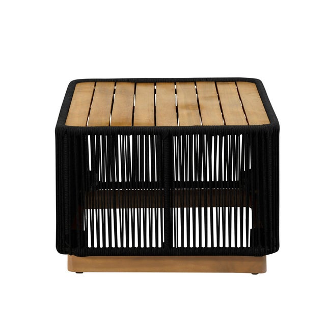 2020s Alpine Teak Outdoor Collection Black Rope Coffee Table For Sale - Image 5 of 8
