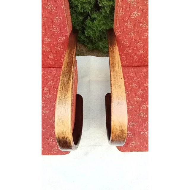 Brown Set of Armchairs attributed to Jindrich Halabala for Up Závody, 1950s For Sale - Image 8 of 13