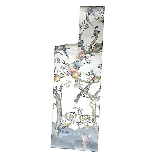 Chinoiserie/Botanical Anthropologie Chloe Wallpaper Mural, Birds and Monkeys, 7 Panels For Sale - Image 15 of 15