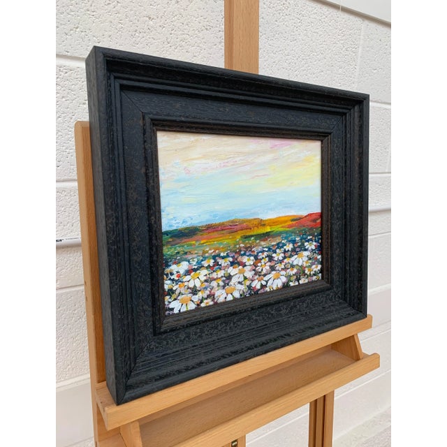 Wild Daisy Flowers English Countryside Landscape Painting by Contemporary Artist, Angela Wakefield Art measures 12 x 10...