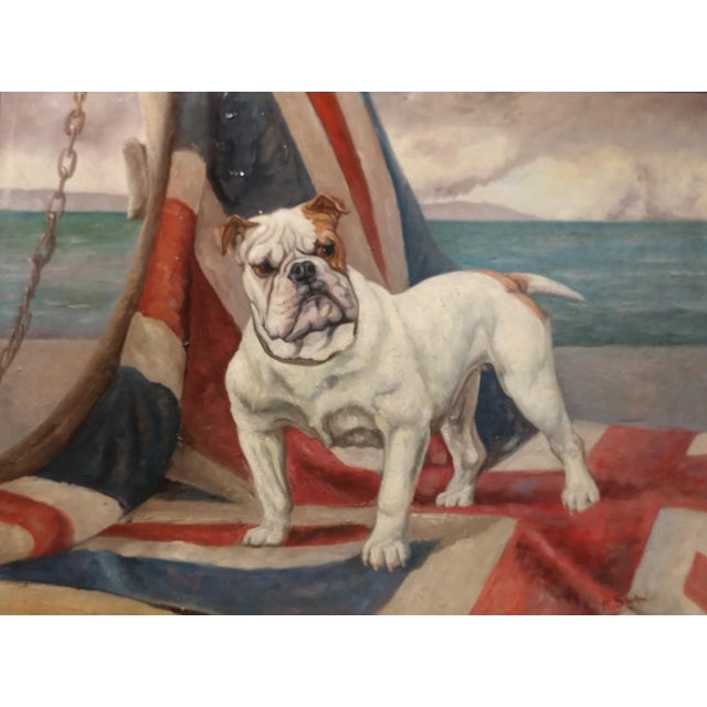 Robert Shaw English Bulldog & Union Jack Oil Painting Chairish