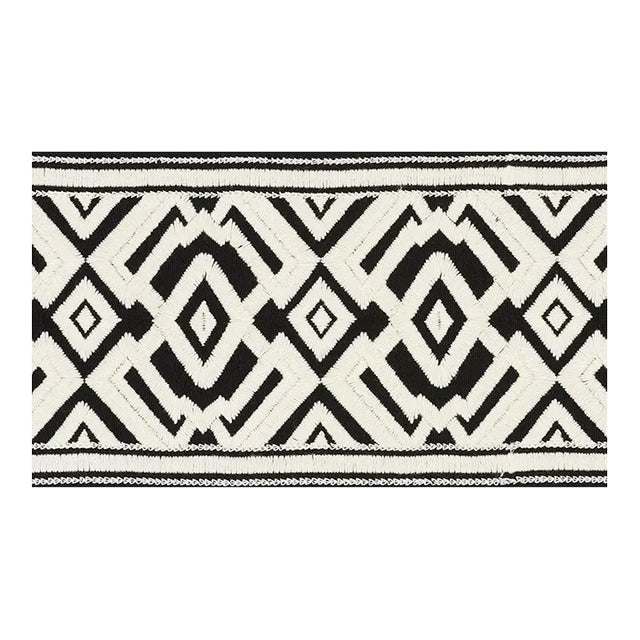 Schumacher Avalon Tape in Ivory on Black For Sale