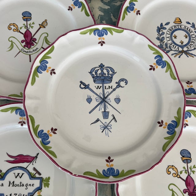 1940s Saint-Amand "A Ca Ira" French Revolution Plates- Set of 6 For Sale - Image 5 of 9