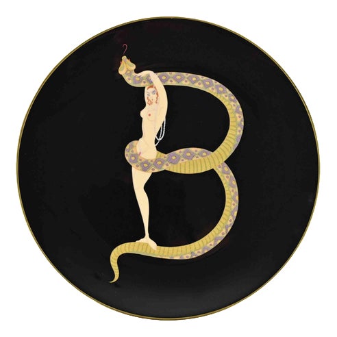 C Plate The Alphabet Ceramic Plate After Erté, 1986 For Sale