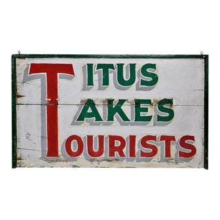 Vintage Wooden Tourism Sign For Sale
