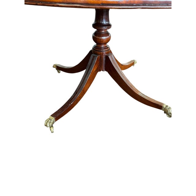 Brown English Georgian Revival Mahogany 48.25" Drum Table With Green Tooled Leather Top, Circa 1900 For Sale - Image 8 of 18