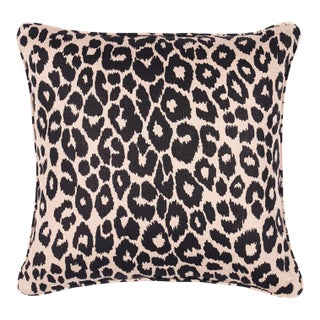 Schumacher Iconic Leopard 20" Pillow in Ebony/Natural For Sale