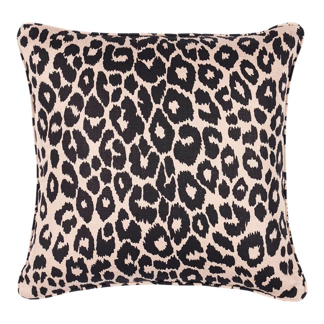 Schumacher Iconic Leopard 20" Pillow in Ebony/Natural For Sale