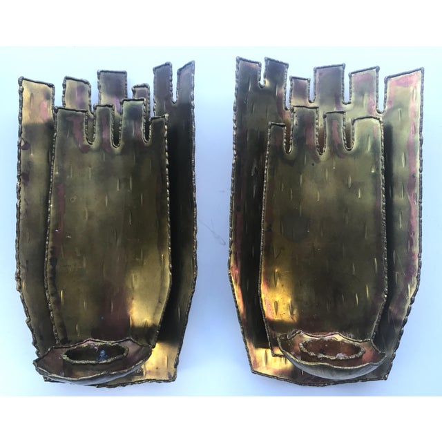 Brutalist Swedish Brass Sconces the Elephant by Claes Giertta, 1980s, Set of 2 For Sale - Image 14 of 14