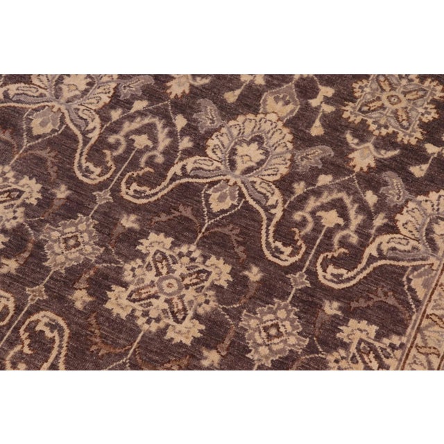 Boho Chic Ziegler Charcoal Beige Hand-Knotted Wool Rug - 7'10'' X 9'8'' For Sale - Image 4 of 8