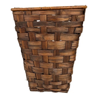 Mid 20th Century Vintage Mid Century Woven Basket From Hong Kong For Sale