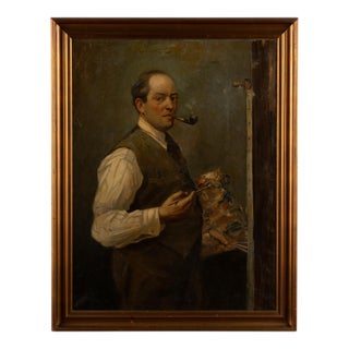 Original 20th Century Oil on Canvas Self Portrait of Artist, Signed C. Hornung-Jensen For Sale