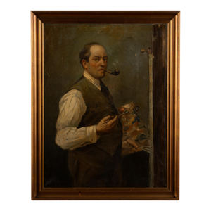 Original 20th Century Oil on Canvas Self Portrait of Artist, Signed C. Hornung-Jensen