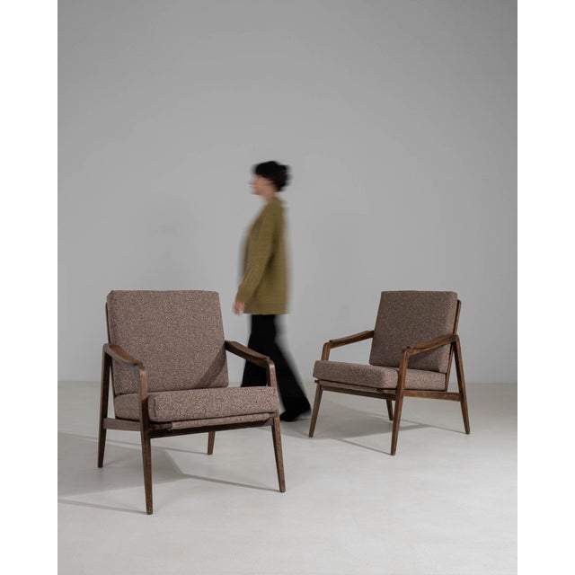 19th Century France Mid-century Modern Taupe Wood Armchair For Sale - Image 4 of 11