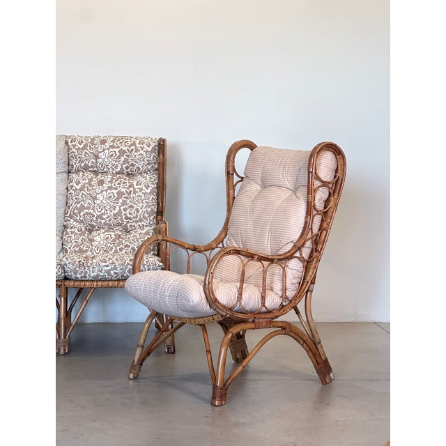 Rattan and Bamboo Living Room Set, 1970s, Set of 3 For Sale - Image 14 of 18